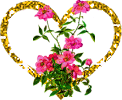 Gif animé coeur doré fleurs
